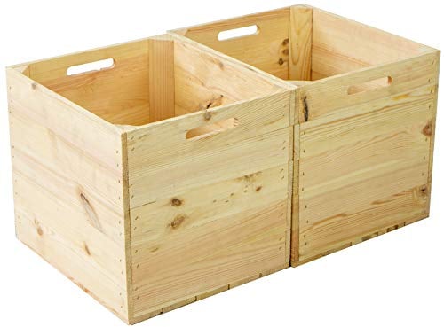 Kistenkolli Altes Land 2er Set rustikale Holzkiste passgenau für alle Kallaxregale und Expidit Regale Kallaxysteme Weinkiste Obstkiste Regalkiste Maße 33x37,5x32,5cm (Natur)