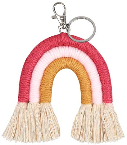 Youlin Weaving Gland Makramee Schlüsselanhänger Regenbogen-Himmel-Frauen Boho Eigenhändig Keychain Beutel-Charme hängend Schmuck Geschenke