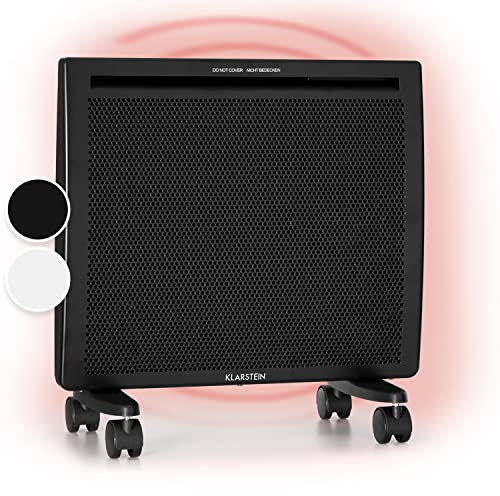 KLARSTEIN Hot Spot Slimcurve Double radiateur 2 en 1 - convection et infrarouge, protection anti surchauffe, minuterie hebdomadaire, pose murale ou sur pied, 2 pieds à roulettes, tôle, 1000 W, noir