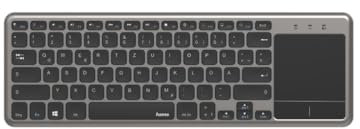 Hama Funktastatur mit USB-Empfänger (kabellose Tastatur mit Touchpad für Smart TV, Laptop, PC, PS3, PS4 und Xbox One, leises Keyboard, flach und ergonomisch, Reichweite bis 10m) schwarz