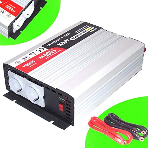 Convertisseur de tension sinus HIP 12 V 1500 W / 3000 W - Onduleur solaire 06186 HIP-1500 - Onduleur Transformateur 12 V vers 230 V AWZ - Alimentation électrique