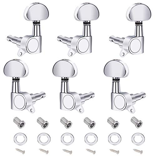 Mechaniken Stimmwirbel 6 Stück Akustikgitarre Knöpfe Gitarren Saiten Stimmgerät, Tuner Leitet Ersatzteile Gitarre Tuning Pegs für Akustische Gitarre E-gitarre(3R 3L)