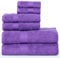 Ample Decor 100% Cotton Luxury 6 Piece Towels Set, 2 Bath Towels, 2 Hand Towels, 2 Wash Cloths for Bathroom - Purple