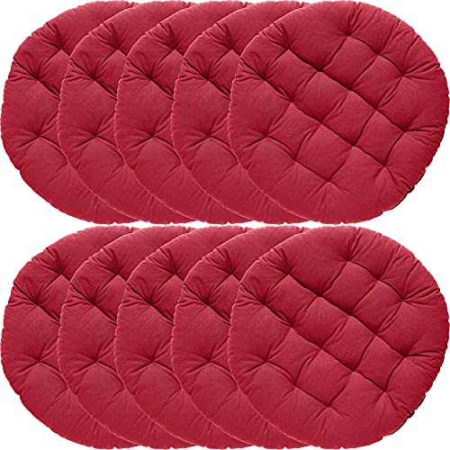 REDBEST Stuhlkissen, Stuhlauflage, Sitzkissen Uni 10er-Pack rot, Größe rund: 37 cm Ø - gesteppt, mit glatten, strapazierstarkem Gewebe (weitere Farben)