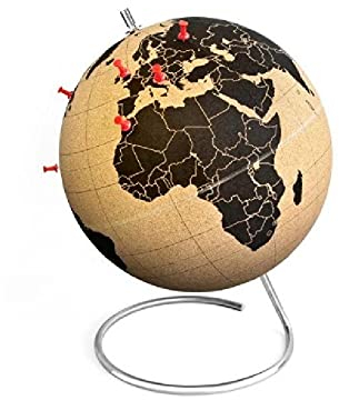 xuejuanshop Weltkugel 15 18 25 cm Original Farbe Bottom Black Print Black Metal Base Kork Weltkugel Karte Bildung Geographie Spielzeug Unterrichtsausrüstung Globus (Color : C)