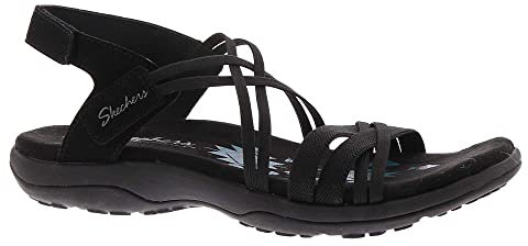Skechers Femme Reggae Slim-Takes Two Sandale Plate, Noir, 36 EU
