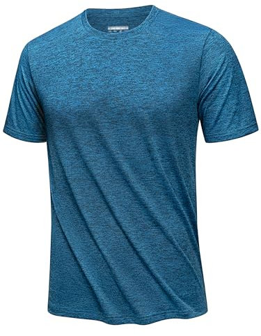 KEFITEVD Sport Tshirts Herren Funktionsshirt Atmungsaktiv Tennis Shirt Laufshirt Stretch Gym Trainingsshirt Pfauenblau L
