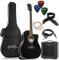 Ashthorpe Chitarra elettrica acustica Dreadnought Cutaway full-size con amplificatore da 10 Watt - Nero