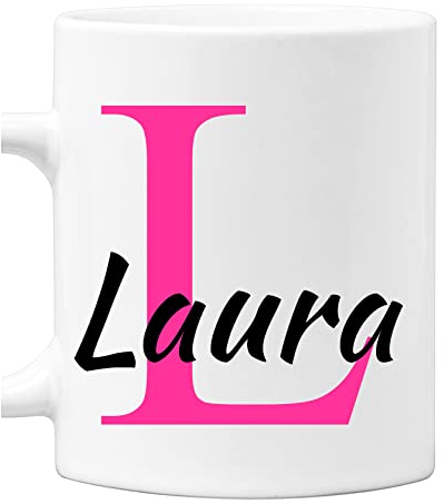 Colorfamily Tazza Mug PERSONALIZZABILE con Iniziale e Nome - Lettera L - 100% ceramica