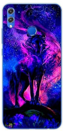 KARTXITAI Hülle Kompatibel mit Honor 8X/View 10 Lite, Stoßfeste Schutzhülle mit Weiche Silikon Bumper Case Handyhülle Anti-Kratzt Transparent Rückseite - Wolf
