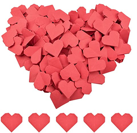 CRAFFANCY Lot de 100 cœurs en papier origami double face Rouge