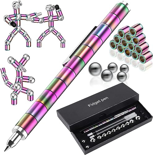 Fidget Pen Magnetic Pen - Gift for Teenager Boys Girls 8 9 10 11 12 13 14 Years Old - Anxiety Relief Toy Birthday Gifts Cool Gadgets Fidget Toy for Dad Son Men Women (Multicolor)