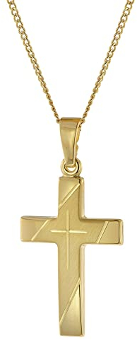 trendor Halskette mit Kreuzanhänger Gold 333/8K Kreuz 21 mm zeitloser Halsschmuck für Damen und Herren, elegante Geschenkidee, 41906-42 42 cm
