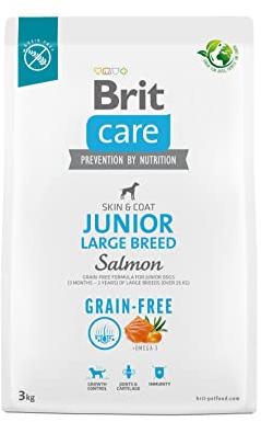 Dry food for young dog (3 months - 2 years) large breeds over 25 kg - Brit Care Dog Grain-Free Junior Large salmon 3kg
