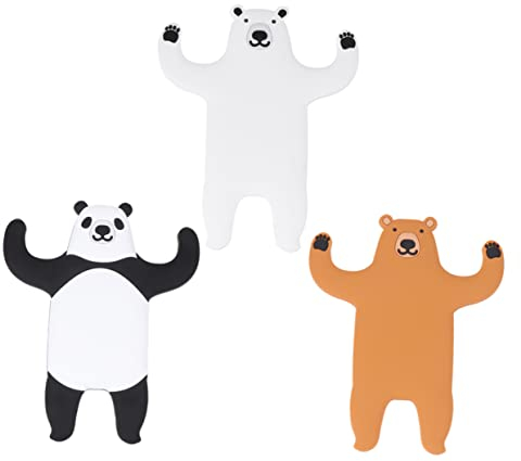 Levemolo 3pcs Creative Bear Shape Wall Hooks Self Adhesive Removable Adhesive Hooks for Home Decor