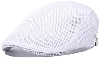 HNJKJEU Schiebermütze Herren Sommer Flatcap Herren Sommer Flatcap Sommer Mesh Flache Kappe Newsboy Schirmmütze, Schiebermütze Herren Weiß Schiebermütze Einstellbar 55 cm - 60 cm (Weiß)