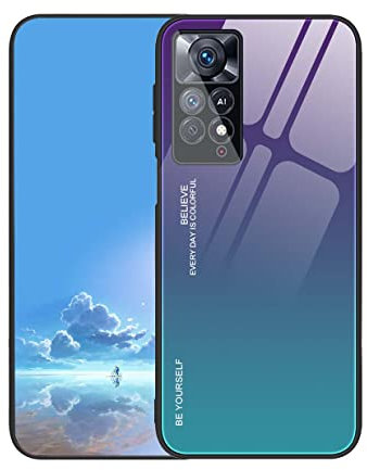 UPLAI Coque pour Xiaomi Redmi Note 11S 4G/ Redmi Note 11, Très Mince Dégradé de Couleur Verre Trempé Antichoc Housse, Souple TPU Silicone Mode Coloré Étui.Violet Vert