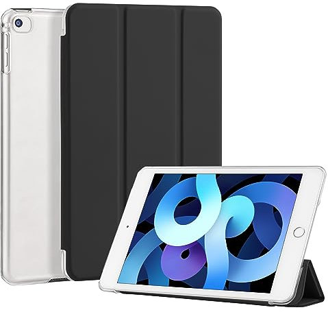 4UBonLife Custodia per iPad Mini 3 Mini 2 Mini 1 Generazione 7,9 Pollici, Case Cover Protettiva Rigida, Sottile e Leggera con Traslucida Posteriore Opaca Cover per iPad Mini 1 2 3,Nero