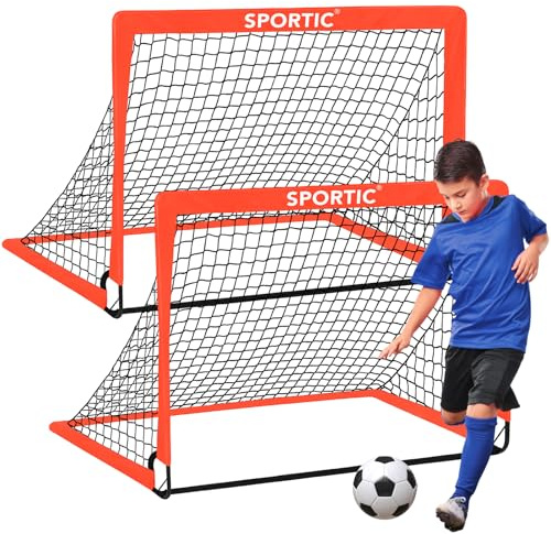 2 Pack 4' x 3' Soccer Goal Net Set, Pop Up Kids Practice Soccer Goals for Indoor and Outdoor.Portable Soccer Net with Carrying Bag & Ground Pegs, Perfect for Backyard, Field, Court (Orange)
