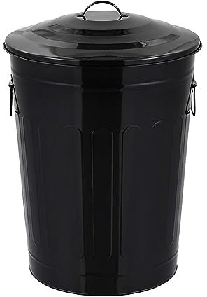 Poubelle Poubelle extérieure Poubelle ronde Poubelle de tri en métal Poubelle commerciale communautaire Park Square avec couvercle Disponible Pour Hôtel Jardin Extérieur ( Color : Black , Size : 64L )