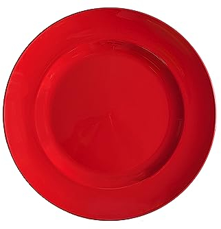 Harfield Red Pack of 4 Children's Dinner Dessert Plates 21.5cm Reusable BPA Free Plastic Shatterproof Tableware (Red)