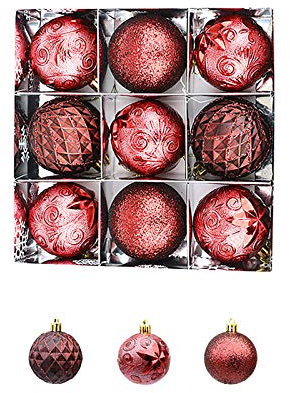 Tannenbaumschmuck Weihnachtskugeln Rot Weihnachtsdeko Christbaumkugel Home Ball Tree Ornament 60mm Hanging Party Xmas Home Decor Hängesessel Weihnachts Kugeln klein für hängende (Wine red, One Size)
