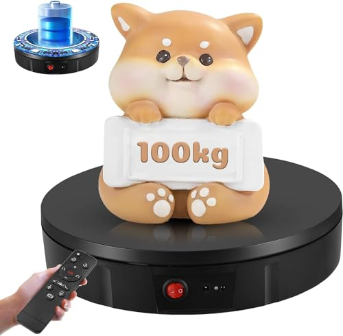 Base Giratorio Eléctrico, Couleeur 30CM 100KG Recargable Plato Giratorio para Fotografía, Dirección y Velocidad de 360 Grados Ajustable Plataforma Giratoria con 5 Tableros de Fondo para Exhibir Joyas