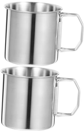 Toddmomy 2pièces Lot De Tasses Pliantes Métal Pour Camping Avec Poignée Pour Eau Et Boissons Pour Randonnée Et Voyages