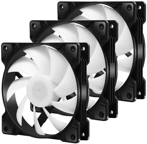 upHere gaming 4PIN PWM ventilador pc 120mm,ventiladores pc silencioso,ventilador pc, 3 Pack,Negro(SR12-BW4-3)