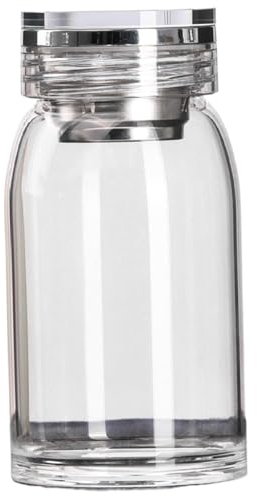 Peosaard Borosilicate Glass Water Bottle, 15oz Heat-Resistant Clear Glass Wide Mouth Tea Infuser Bottle with Sleeve, Leakproof, Perfect for Gym, Office, Outdoors, Travel, Home, School