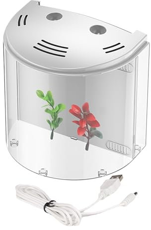 Petit Aquarium Betta, Aquarium en Acrylique,Réservoir d'aquarium Betta - Pompe à Eau intégrée, récipient Transparent pour Aquarium, Bol à Poisson Transparent pour escargots, crevettes, étoiles de mer