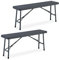 Relaxdays Bierbank 2er Set, klappbar, Kunststoff, Stahl, Campingbank, Balkon & Garten, HxBxT: 42 x 100 x 25 cm, grau