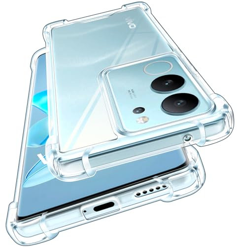 ivoler Nie Vergilbung Klar Hülle für Vivo V29 5G mit Stoßfest Schutzecken, [Militärstandard] Stoßfest Kratzfest Transparent Schutzhülle Durchsichtige Handyhülle Case