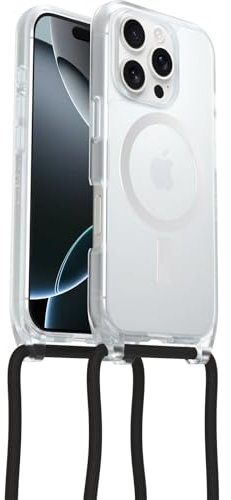 OtterBox React Series Necklace MagSafe Case for iPhone 16 Pro, Ultra-Slim, Protective Case with Adjustable and Detachable Necklace Strap, Tested to Military Standard, Clear