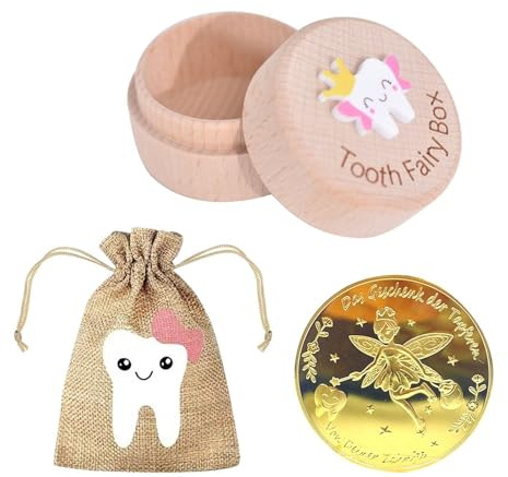 Scatola Souvenir Per La Fatina Dei Denti, 1 Moneta D'Oro, 1 Custodia, Regalo Adatto Ai Bambini Nella Fase Della Dentizione