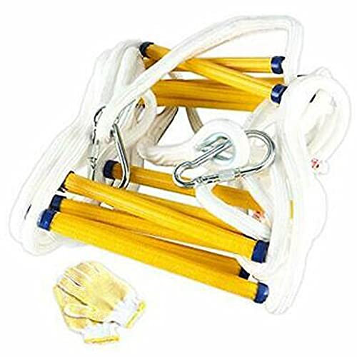 HZHXIFUFA Feuerleiter, Fluchtleiter, 2-stöckige Not-Sicherheits-Strickleitern mit Haken, Flammenleiter für Heimklettern, Feuerleiter/10 m/33 ft