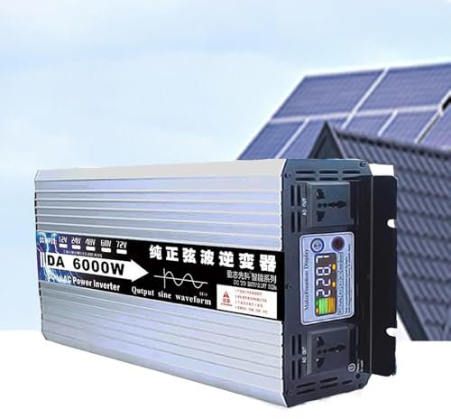 Reiner Sinus-Wechselrichter, 6000 W/8000 W Solar-Wechselrichter, Hohe Umwandlungseffizienz, Elektrogeräte, Bildschirmanzeige, Geeignet Für Outdoor, Reisen, Camping,6000W-72Vto220V
