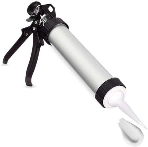 TECHZOCO Pistola para cartuchos de silicona, pistola de cartuchos, Pistola de calefateo, Aplicador de silicona, Apta para rejuntar y sellado de clafateo, incluye émbolo y boquilla desde 280 ml