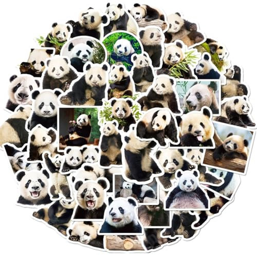 50 Stück Lustiges Panda Aufkleber Set, süße Panda Aufkleber wasserfeste Vinyl Aufkleber ästhetische Aufkleber für Panda-Liebhaber Wasserflaschen Sammelalbum Telefon (Pandaform)