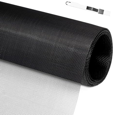 LINSOCLE Fliegengitter Meterware Schwarz, Fiberglas Fliegengitter 200 x 150 cm, Insektenschutz Fenster, Anti Mücken/Anti Fliegen/Anti Insekten Fensternetz, Schneidbar, Reißfest und Langlebig