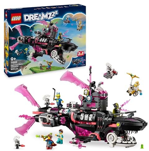 LEGO DREAMZzz 2-in-1 Albtraumhai-U-Boot - Modulares Set mit 2 Bauoptionen, 2 abnehmbaren Fliegern & 5 Minifiguren inkl. Mateo und Astrid - Kreatives Geschenk für Jungen und Mädchen ab 9 Jahren - 71500