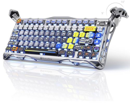 GravaStar Mercury K1 Pro Gaming Tastatur Kabellos, Aluminiumlegierung, 75% Layout Custom Mechanische Tastatur,Langlebiges Design mit Einzigartiger Ästhetik-Interstellar Silver