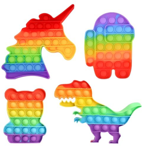 4 Pcs Pop it Fidget Toy, Antistress Spielzeug, Push it and Pop Bubble Fidget Toy, Bubble Popet Antistress Spielzeug, Anti Stress Spielzeug für Kinder und Erwachsene Sensorik