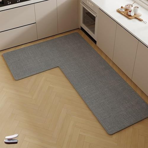 Küchenmatten für den Boden, L-förmiger Kücheneckteppich, Bodenmatten, rutschfest, waschbar, L-förmige Teppiche, super saugfähig, Küchenboden, rutschfeste Ecke, wasserdicht