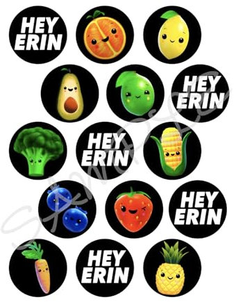 Sensory Fruits Hey Bear Inspired Personalised Cupcake Toppers x15 Edible Icing Sheet A4