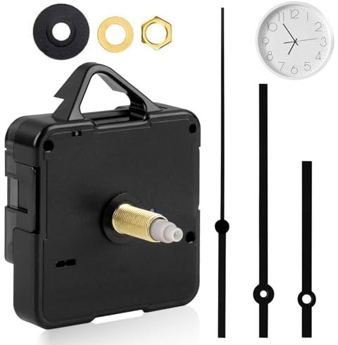 1 Set Silent Quartz Clock Mechanism Kit, Battery-Powered Replacement Clock Movement, High Torque Long Shaft for DIY Wall Clocks, Includes Hands & Quartz Clocks Movement Parts for Home Office