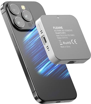 FLEANE Magnetic M.2 2230 2242 NVMe SSD Enclosure with Turbo Cooling Fan for iPhone 16 15 Pro/Pro Max/Plus ProRes, PD100W,10Gbps Aluminum External SSD Case for MacBook Laptop