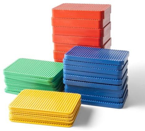 40 Pcs Plastic Packers 40x60mm – Mixed Size Spacers 1.5/3/5/10mm Flat Packers for Window Glass Door Frame Installation