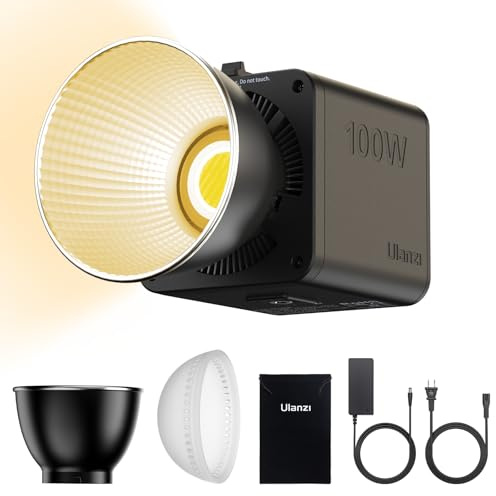 ULANZI ML100BI 100W COB Portable LED Video Light, with DC Adapter, Built-in 88.8 Wh Battery, Adjustable Color Temperature, Studio Light 2700K-6500K for Video, Selfie, Photography