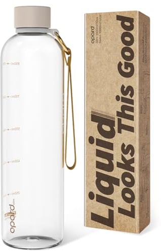Opard Slim Trinkflasche 1l, Kohlensäure geeignet Wasserflasche, Water Bottle Spülmaschinenfest, BPA frei Plastik, Auslaufsicher Schraubverschluss, Flasche Sprudel geeignet Für Sport, Schule, Büro